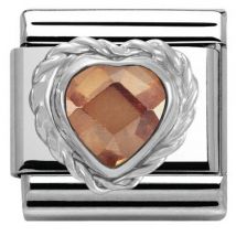 Nomination Champagne Crystal Heart Charm