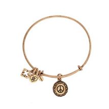 Karma Gold Peace Sign Charm Bangle - Gold