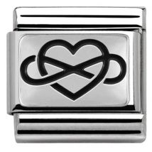 Nomination Black Infinity Heart Charm - Stainless Steel