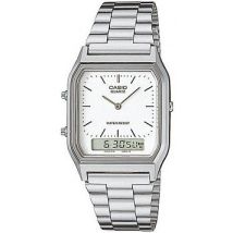 Casio Casio Vintage AQ-230A-7DMQYES Silver and White Stainless Steel CombiWatch - Silver