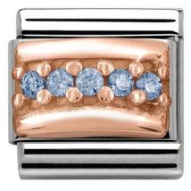 Nomination Rose Gold Light Blue Crystal Charm - Stainless Steel