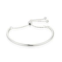 Argento Rhodium Plated Pull Friendship Bangle Silver - Silver