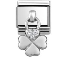 Nomination Silver Hanging Four Leaf Clover Charm