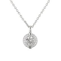 Argento Solitaire Halo Border Crystal Necklace