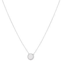 Argento CZ Crescent Disc Necklace - Silver