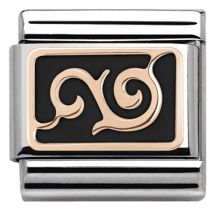 Nomination Rose Gold Black Curl Charm - Stainless Steel