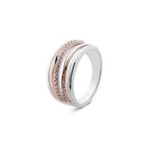 Argento Rose Gold & Silver Twisted Band Ring - 50