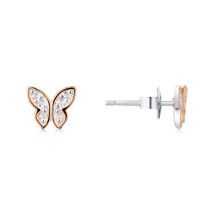 Argento Rose Gold Mix Butterfly Stud Earrings