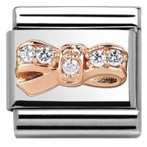 Nomination Embellished Rose Gold Bow Charm