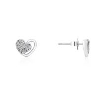 Argento Silver Pave Heart Stud Earrings