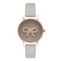 Olivia Burton 3D Vintage Bow Grey & Rose Gold Watch - Rose Gold