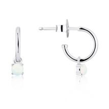 Argento White Opal Hoop Earrings