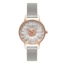 Olivia Burton 3D Daisy Rose Gold & Silver Mesh Watch