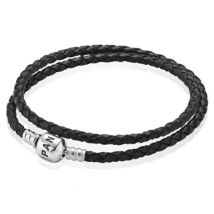 Pandora Black Double Woven Leather Bracelet - 38cm