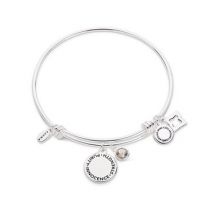 Karma April Birthstone Bangle - Silver