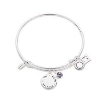 Karma June Birthstone Bangle - Silver