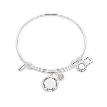 Karma October Birthstone Bangle - Silver