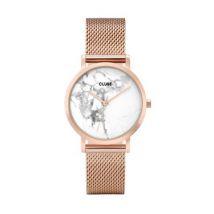 CLUSE La Roche Petite Mesh Rose Gold & White Marble Watch