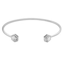 CLUSE Idylle Silver Marble Hexagons Open Cuff Bracelet - Adjustable