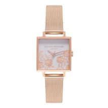 Olivia Burton Square Lace Rose Gold Mesh Watch - Rose Gold