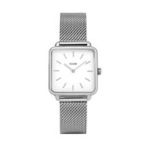 CLUSE La Tetragone Silver Mesh White Dial Watch