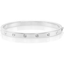 Kate Spade New York Set In Stone Metal Hinged Silver Bangle - One Size