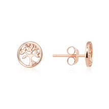 Argento Rose Gold Tree of Life Stud Earrings - Rose Gold