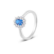 Argento Silver Blue Oval Ring - Ring Size 60 925 Silver