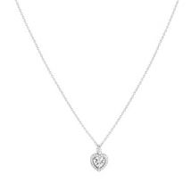 Argento Silver Cubic Zirconia Heart Solitaire Necklace - One Size