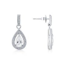 Argento Silver CZ Teardrop Earrings - 925 Silver