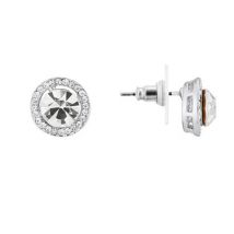 August Woods Silver Large Crystal Halo Stud Earrings