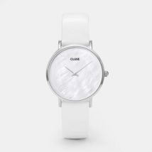 CLUSE Minuit La Perle Silver White Leather Watch