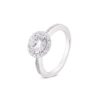 Argento Silver Oval Crystal Halo Ring - Ring Size 56 925 Silver