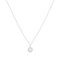 Argento Silver Crystal Pearl Halo Necklace - 925 Silver