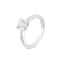 Argento Silver Square Crystal Ring - Ring Size 50 925 Silver