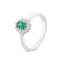 Argento Silver Emerald Oval Halo Ring - Ring Size 58 925 Silver