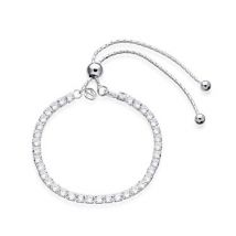 Argento Recycled Silver Crystal Tennis Pull Bracelet - Adjustable