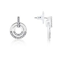 August Woods Silver Crystal Circle Drop Earrings - Silver