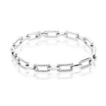 August Woods Silver Rectangle Crystal Link Bracelet - Silver