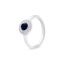 Argento Silver + Navy Crystal Halo Ring - Ring Size 50 925 Silver