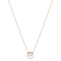 Argento Rose Gold Double Crystal Open Circle Necklace - 45cm