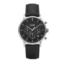 CLUSE Aravis Chrono Black Leather Mens Watch