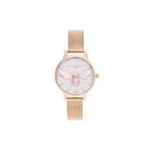 Olivia Burton Lucky Bee & Rose Gold Mesh Glitter Watch