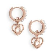 Olivia Burton Rose Gold Pearl C Initial Huggie Earrings - Rose Gold