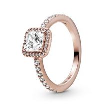 Pandora Square Rose Gold Sparkle Halo Ring - Ring Size 56