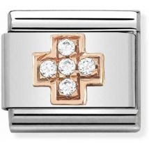 Nomination Rose Gold Crystal Cross Charm