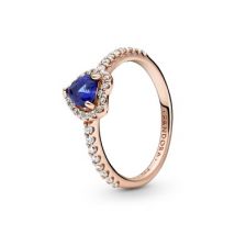 Pandora Rose Gold Sparkling Blue Elevated Heart Ring - 52