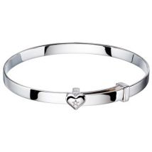 Little Star Gisele Diamond Heart Christening Bangle - Adjustable