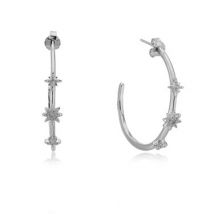 Argento Silver Crystal Star Hoop Earrings