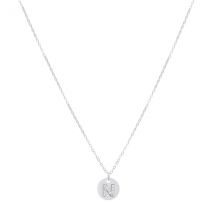 Argento Silver Initial Tag Necklace - Letter N
